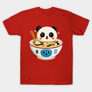 kawaii cute panda eating ramen T-Shirt